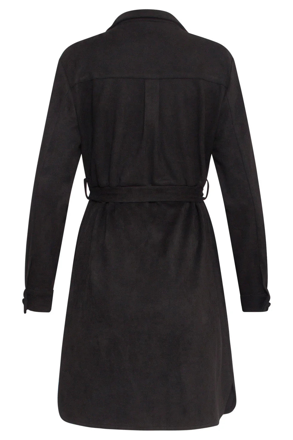 Vestido Camisero Negro Efecto Ante