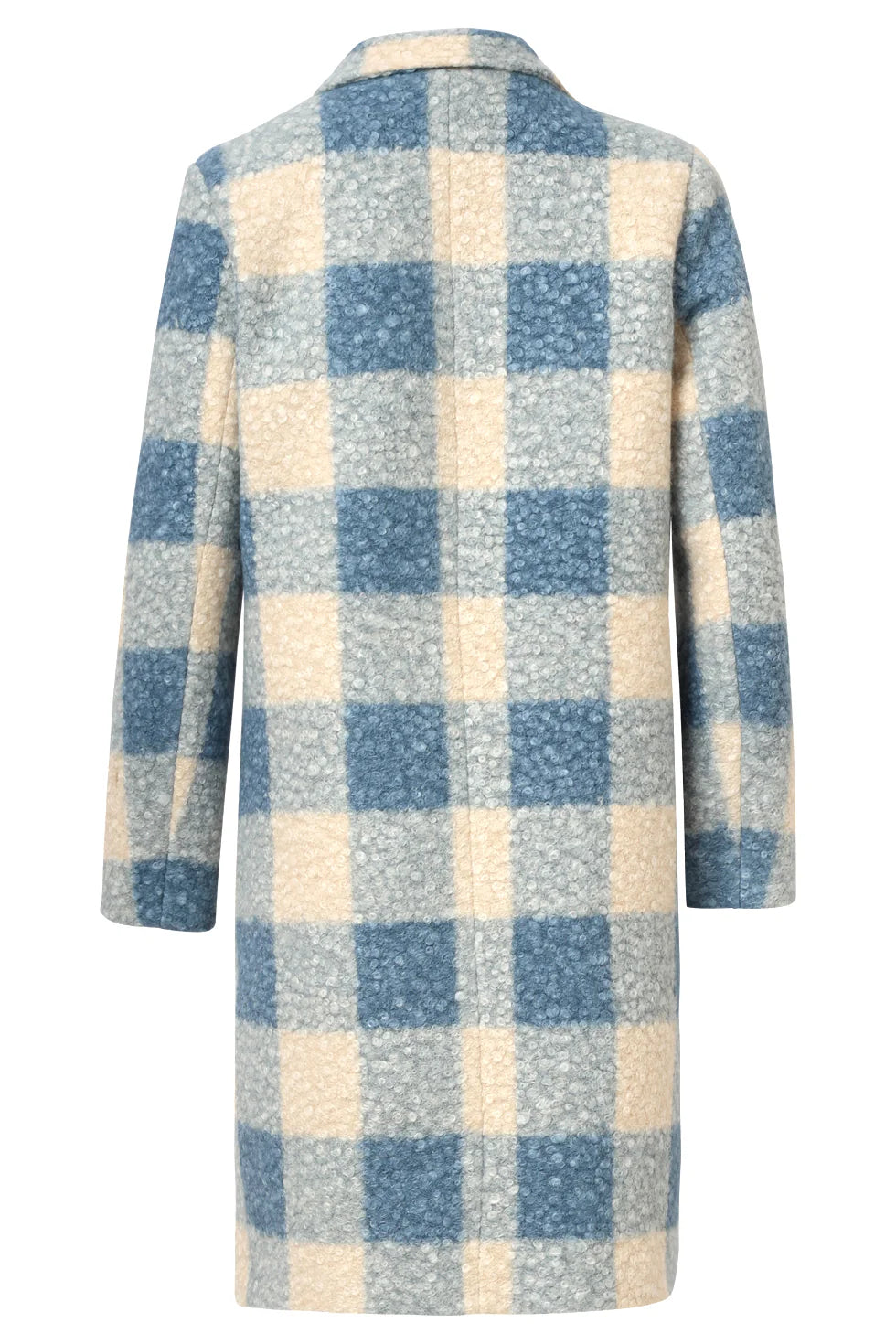 Abrigo Cuadros Bouclé – Azul Claro