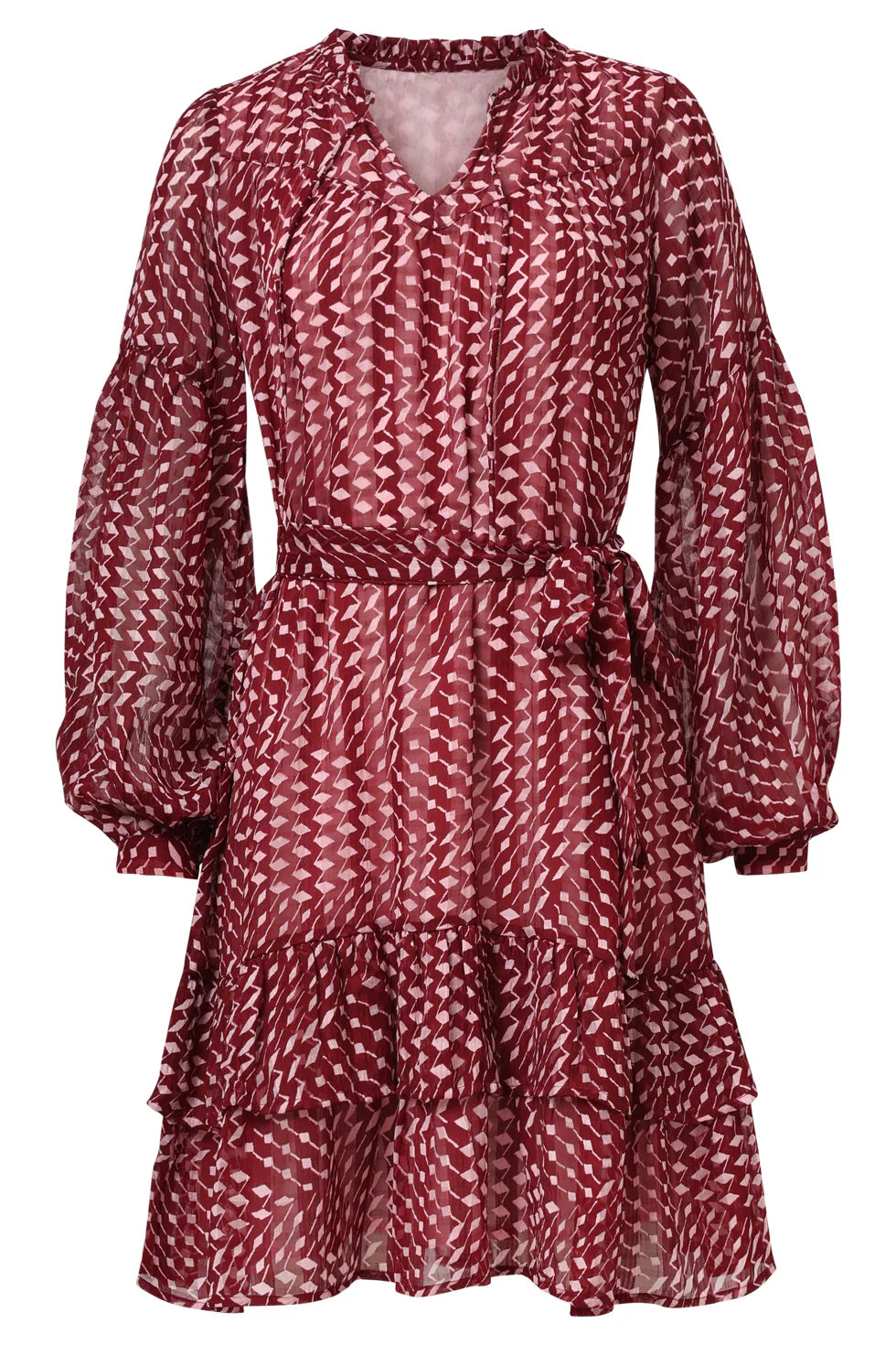 Vestido Corto Burdeos Estampado Chic