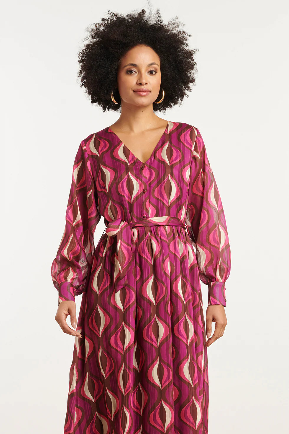 Vestido Largo Estampado Berenjena