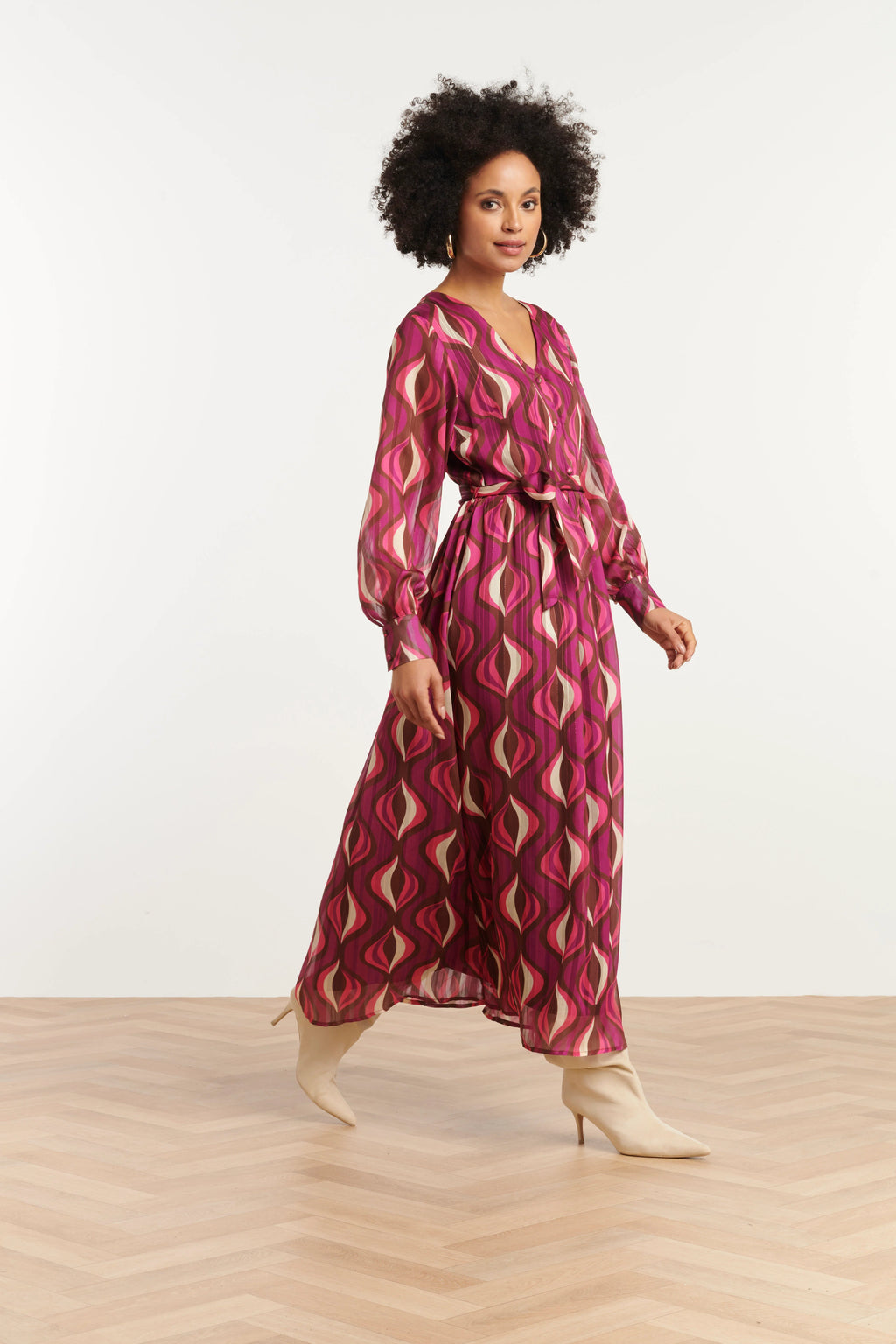 Vestido Largo Estampado Berenjena