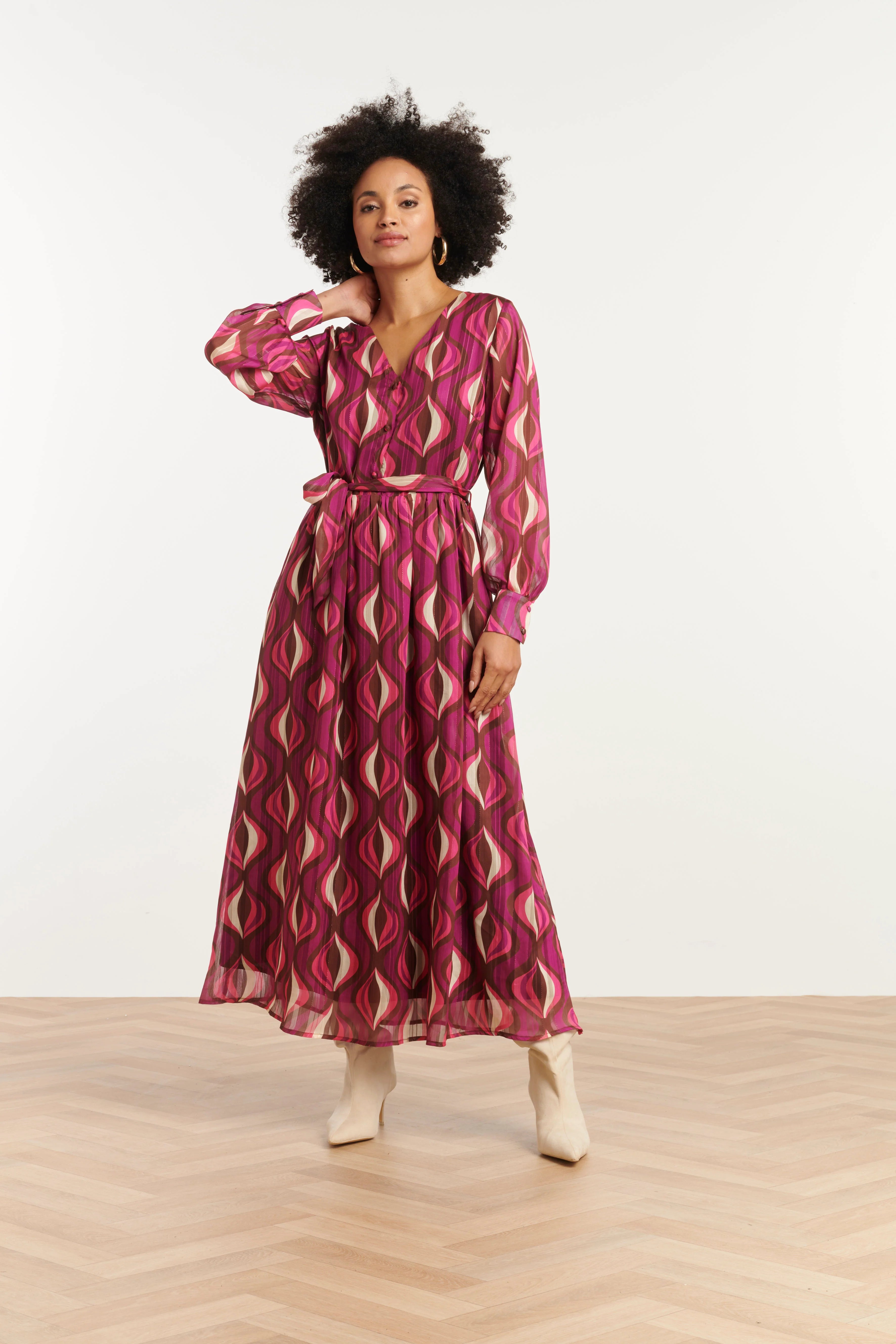 Vestido Largo Estampado Berenjena