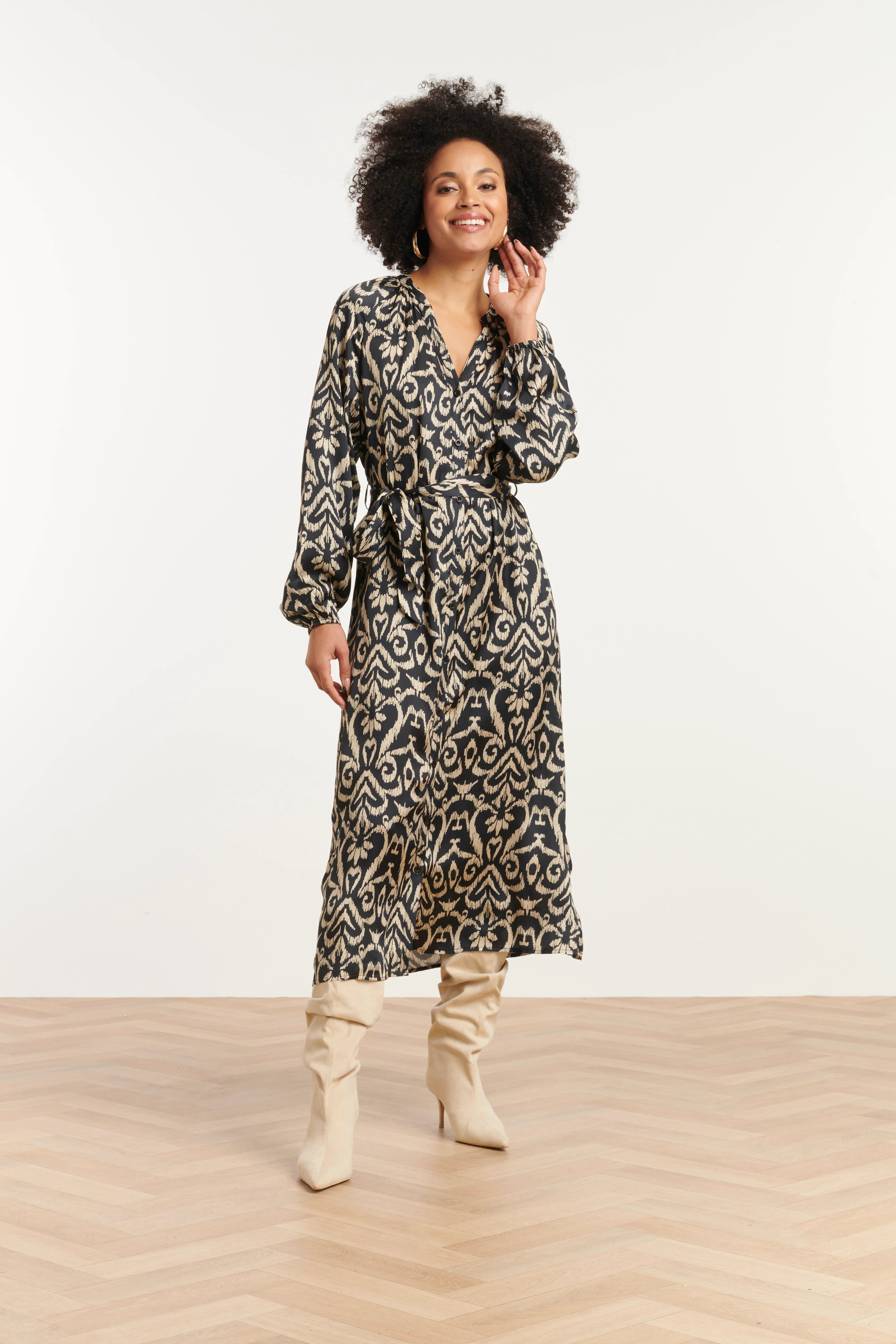 Vestido Midi Estampado Elegante