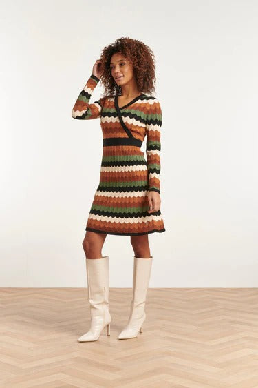 Vestido punto retro multicolor Elaia