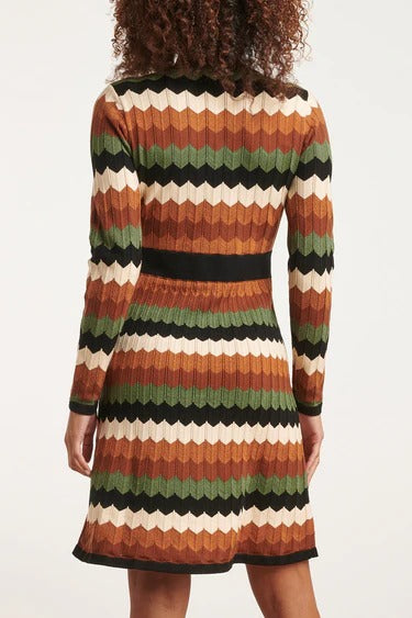 Vestido punto retro multicolor Elaia