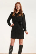 Vestido Camisero Negro Efecto Ante