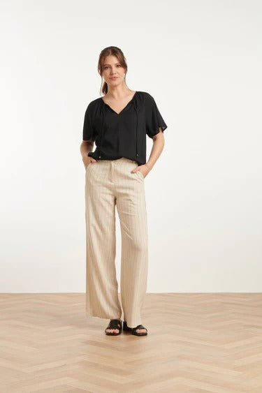 Pantalón Lino Rayas – Arena