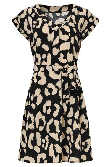 Vestido Estampado Fluido Negro
