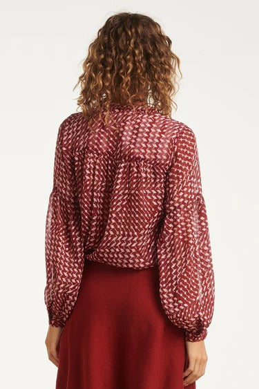 Blusa Geométrica Burdeos