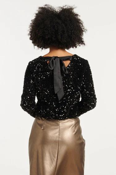 Top Brillo Noche – Negro