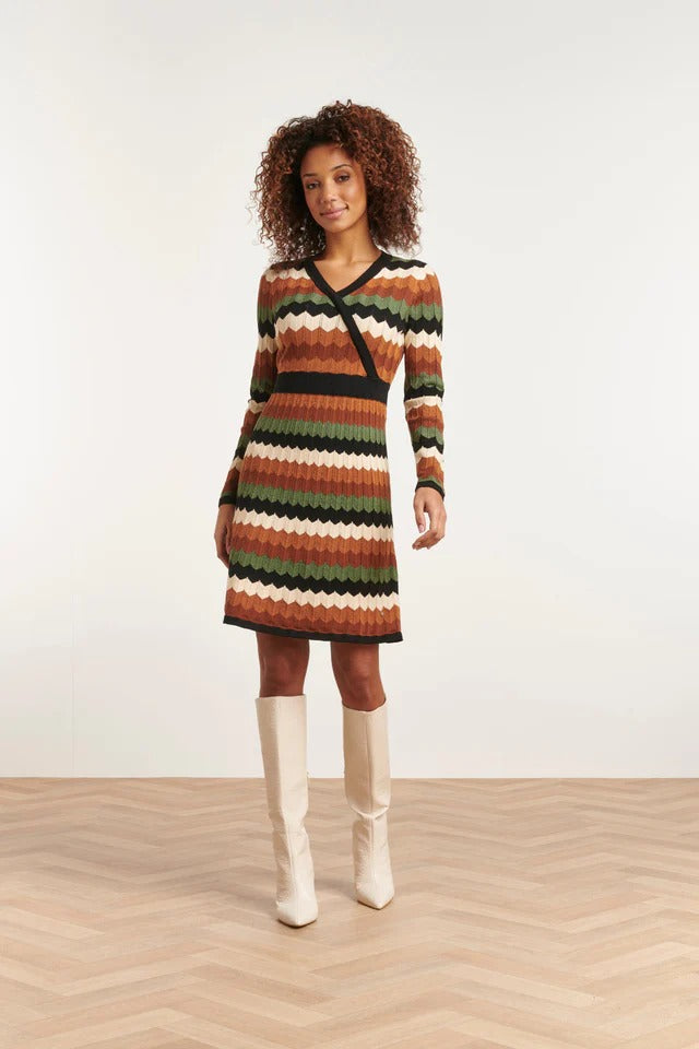 Vestido punto retro multicolor Elaia