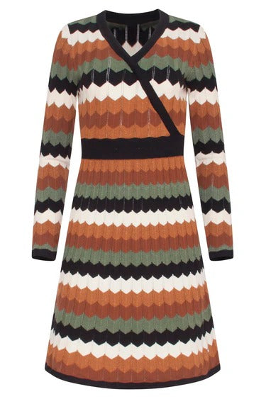 Vestido punto retro multicolor Elaia