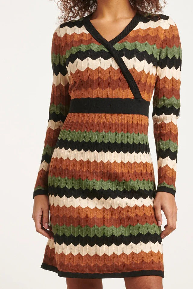 Vestido punto retro multicolor Elaia