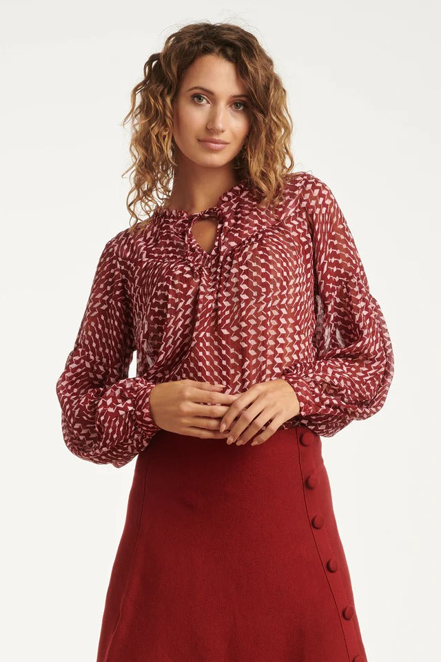 Blusa Geométrica Burdeos