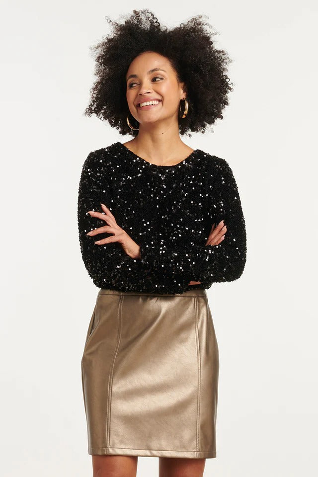 Top Brillo Noche – Negro