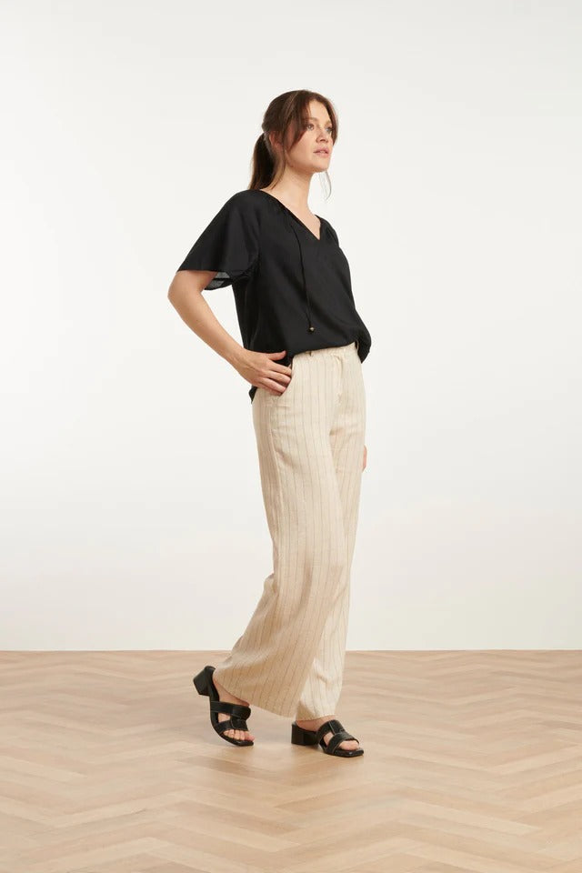 Pantalón Lino Rayas – Arena
