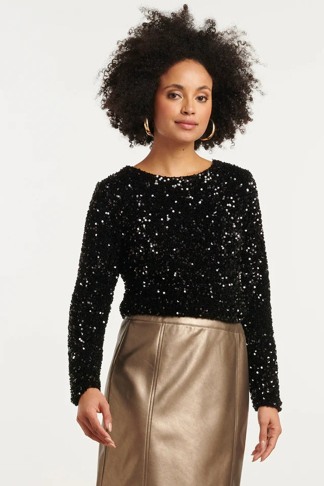 Top Brillo Noche – Negro