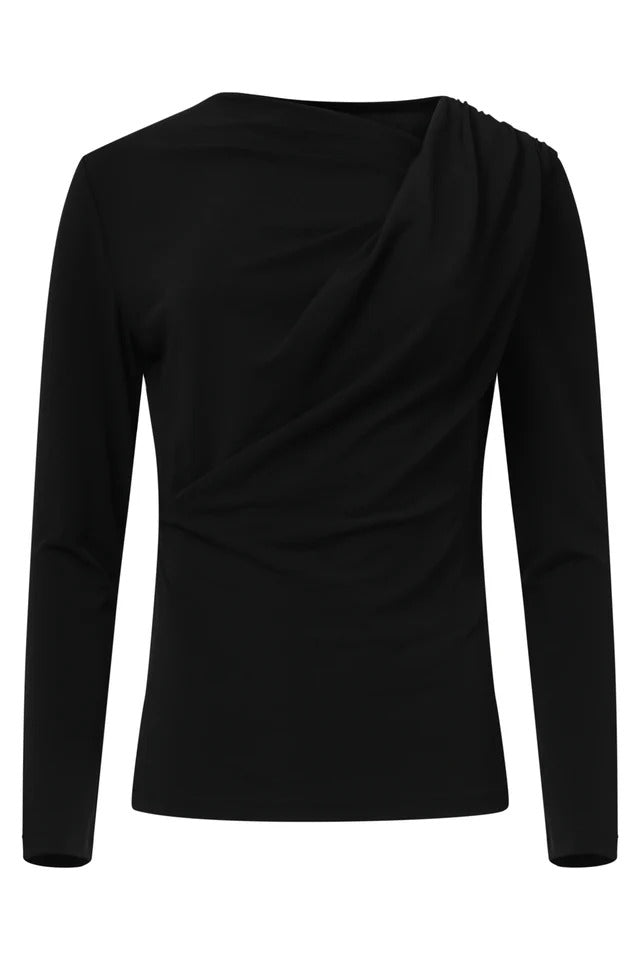 Top negro elegante asimétrico Elaia