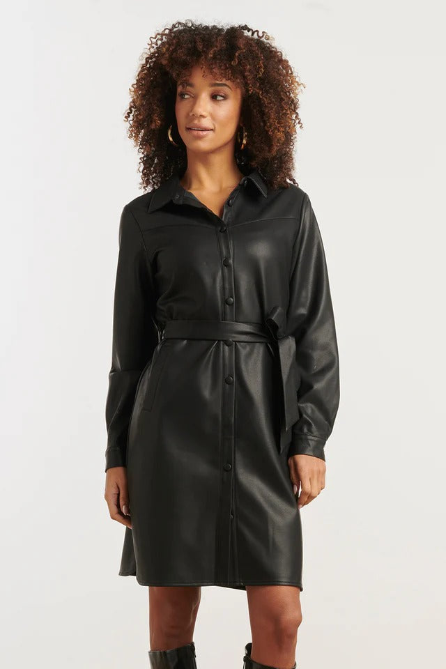 Vestido Noir Leather Chic
